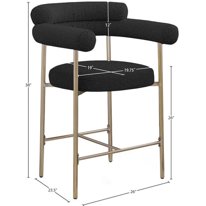 Blake Black Boucle Fabric Counter Stool, Set of 2