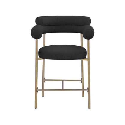 Blake Black Boucle Fabric Counter Stool, Set of 2