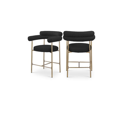 Blake Black Boucle Fabric Counter Stool, Set of 2