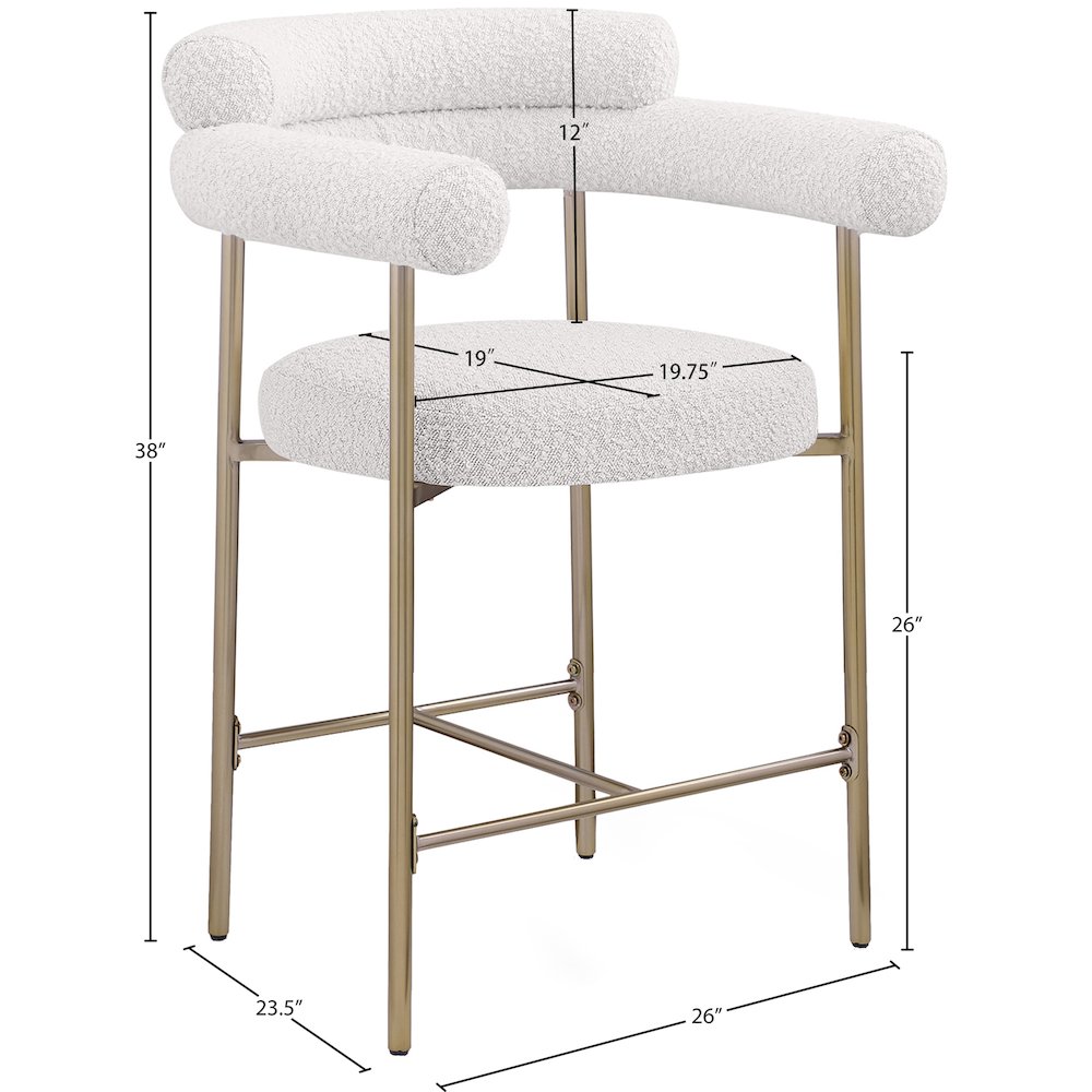 Blake Cream Boucle Fabric Counter Stool, Set of 2