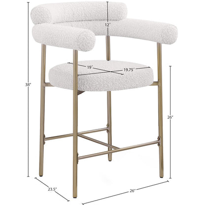 Blake Cream Boucle Fabric Counter Stool, Set of 2