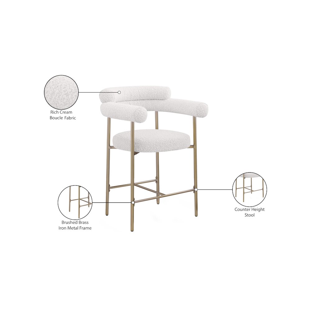 Blake Cream Boucle Fabric Counter Stool, Set of 2