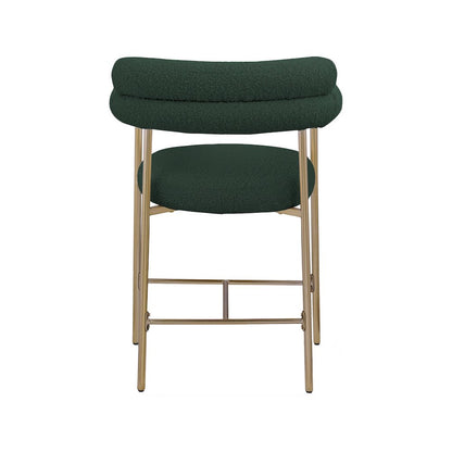 Blake Green Boucle Fabric Counter Stool, Set of 2
