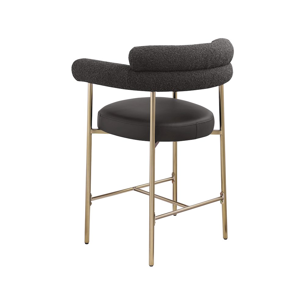 Blake Black Boucle Fabric / Vegan Leather Counter Stool, Set of 2