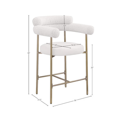 Blake Cream Boucle Fabric / Vegan Leather Counter Stool, Set of 2
