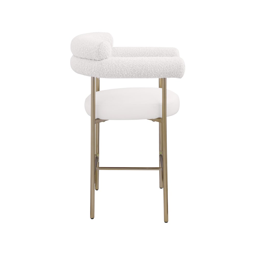 Blake Cream Boucle Fabric / Vegan Leather Counter Stool, Set of 2