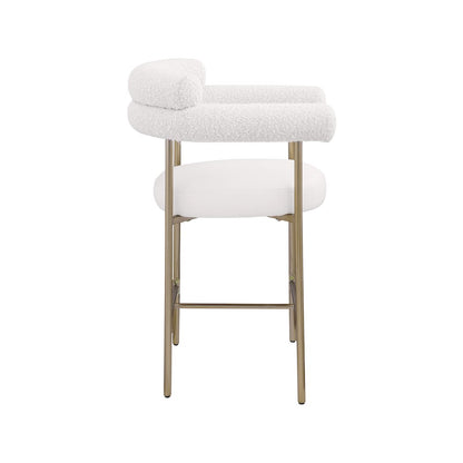 Blake Cream Boucle Fabric / Vegan Leather Counter Stool, Set of 2