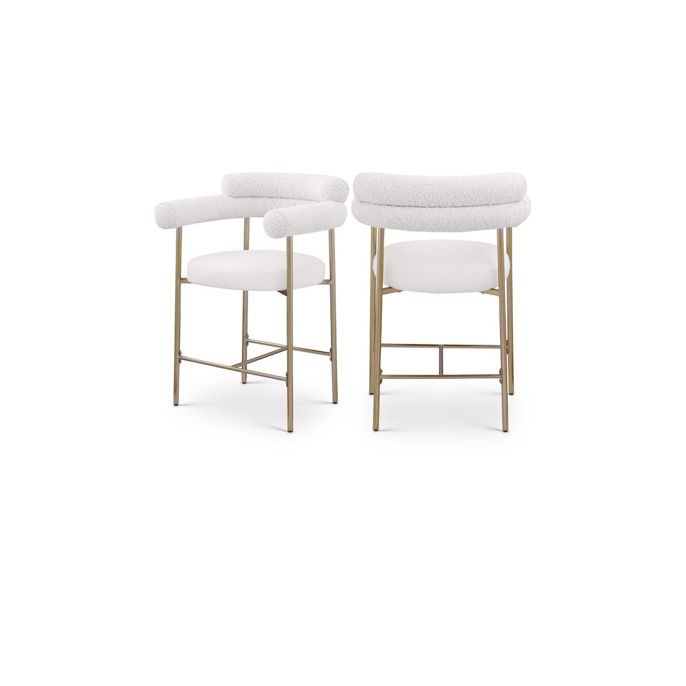 Blake Cream Boucle Fabric / Vegan Leather Counter Stool, Set of 2