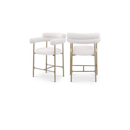 Blake Cream Boucle Fabric / Vegan Leather Counter Stool, Set of 2
