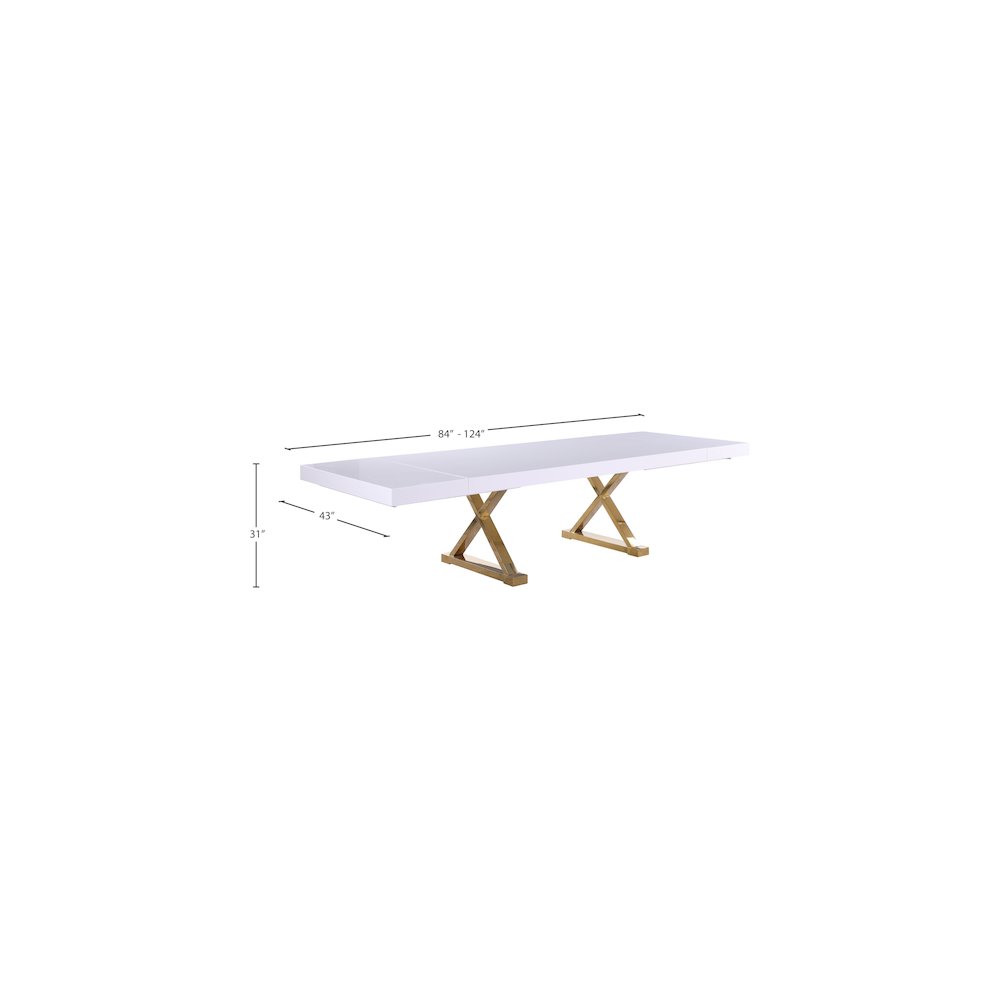 Excel White Lacquer Extendable Dining Table