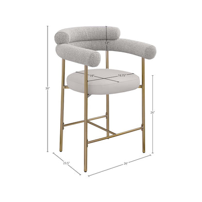 Blake Taupe Boucle Fabric / Vegan Leather Counter Stool, Set of 2