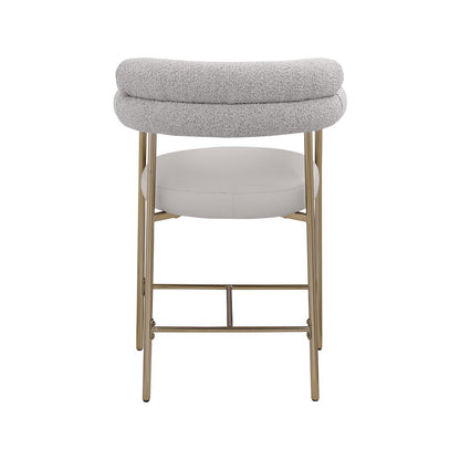 Blake Taupe Boucle Fabric / Vegan Leather Counter Stool, Set of 2