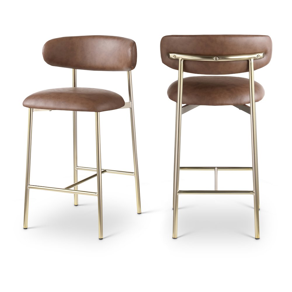 Lupita Brown Vegan Leather Counter Stool, Set of 2