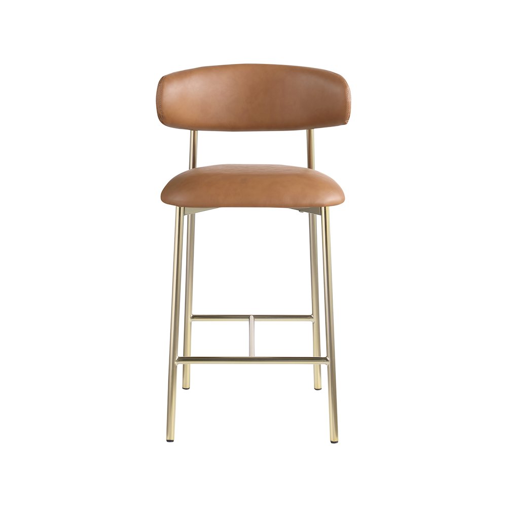 Lupita Cognac Vegan Leather Counter Stool, Set of 2