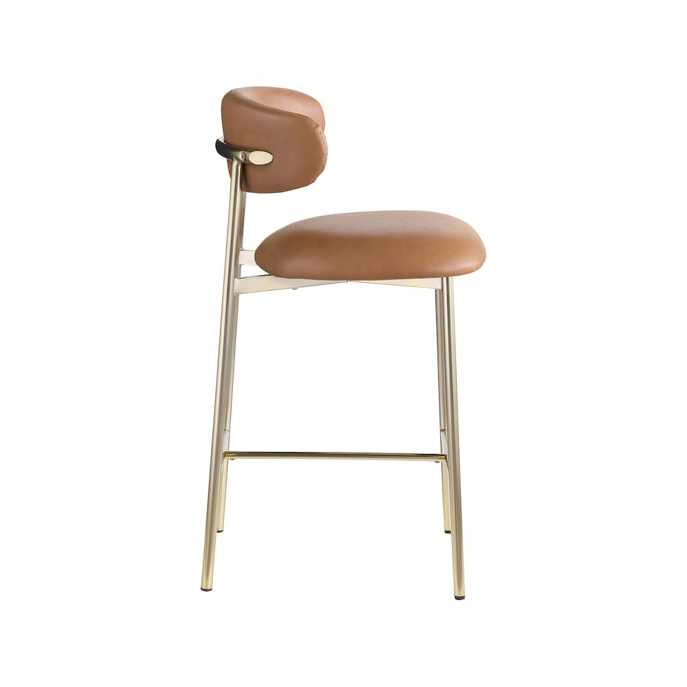 Lupita Cognac Vegan Leather Counter Stool, Set of 2