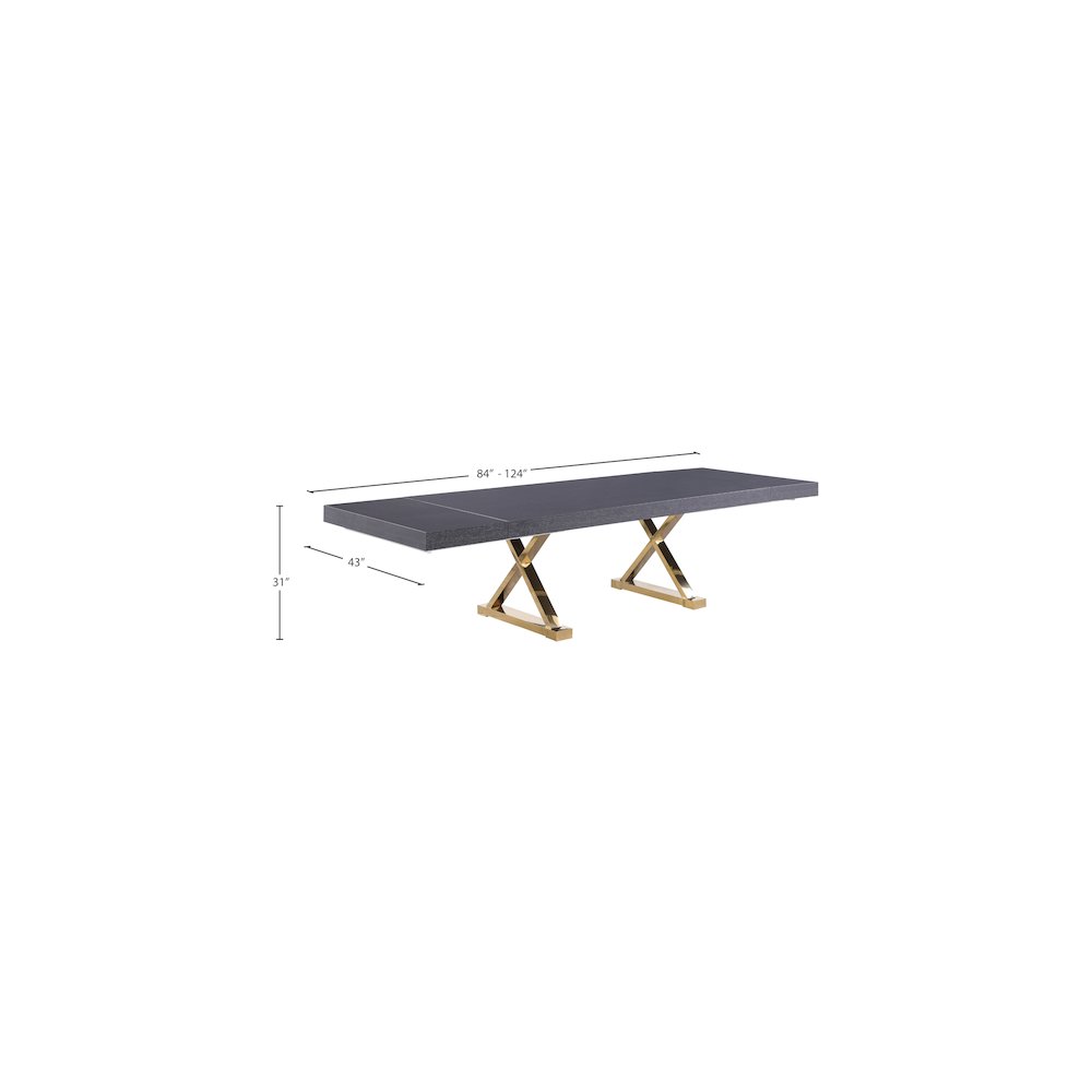 Excel Grey Oak Veneer Lacquer Extendable Dining Table