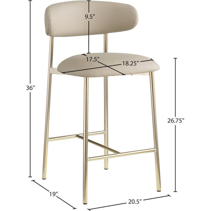 Lupita Taupe Vegan Leather Counter Stool, Set of 2