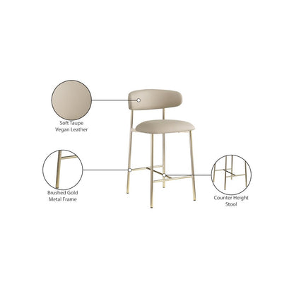 Lupita Taupe Vegan Leather Counter Stool, Set of 2