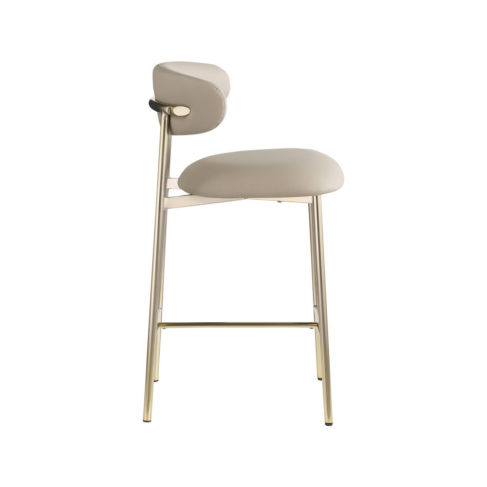 Lupita Taupe Vegan Leather Counter Stool, Set of 2