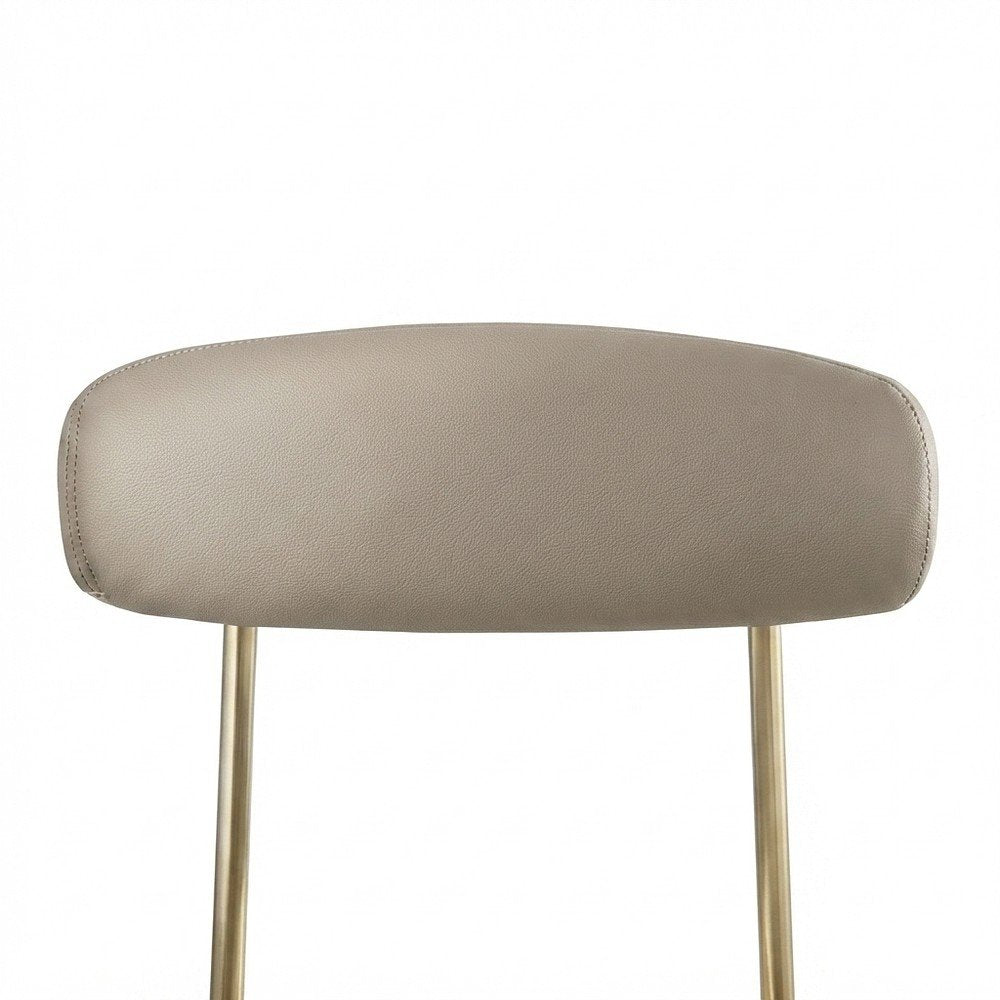 Modern Counter Height Bar Stools with Back, Set of 2, Taupe Vegan Leather