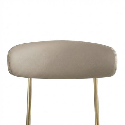 Modern Counter Height Bar Stools with Back, Set of 2, Taupe Vegan Leather