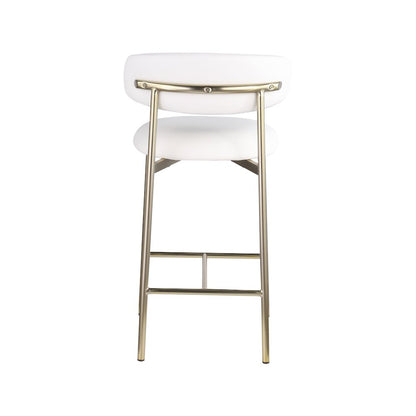 Lupita Off-White Vegan Leather Upholstered Counter Stool, Set of 2