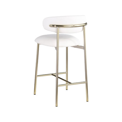 Lupita Off-White Vegan Leather Upholstered Counter Stool, Set of 2