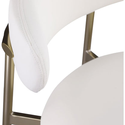 Lupita Off-White Vegan Leather Upholstered Counter Stool, Set of 2