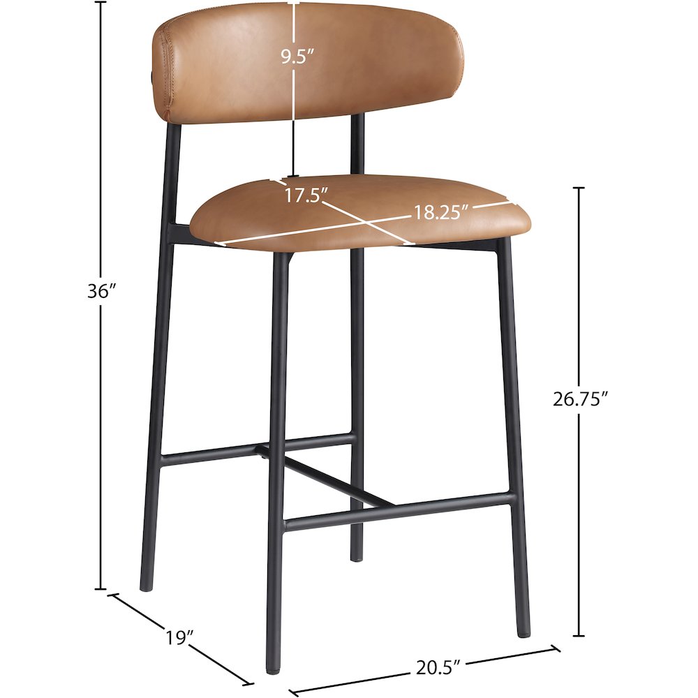 Lupita Cognac Vegan Leather Counter Stool, Set of 2