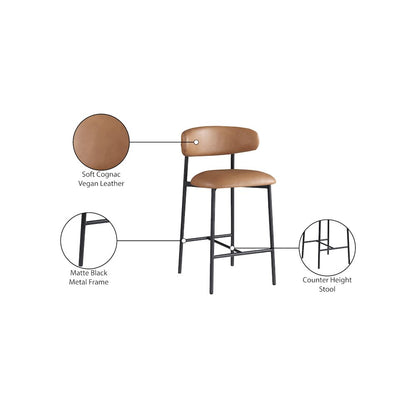 Lupita Cognac Vegan Leather Counter Stool, Set of 2