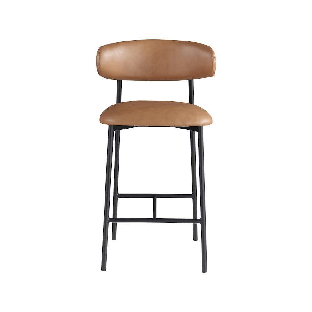 Lupita Cognac Vegan Leather Counter Stool, Set of 2