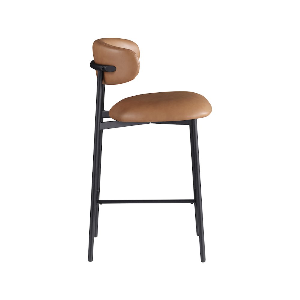 Lupita Cognac Vegan Leather Counter Stool, Set of 2