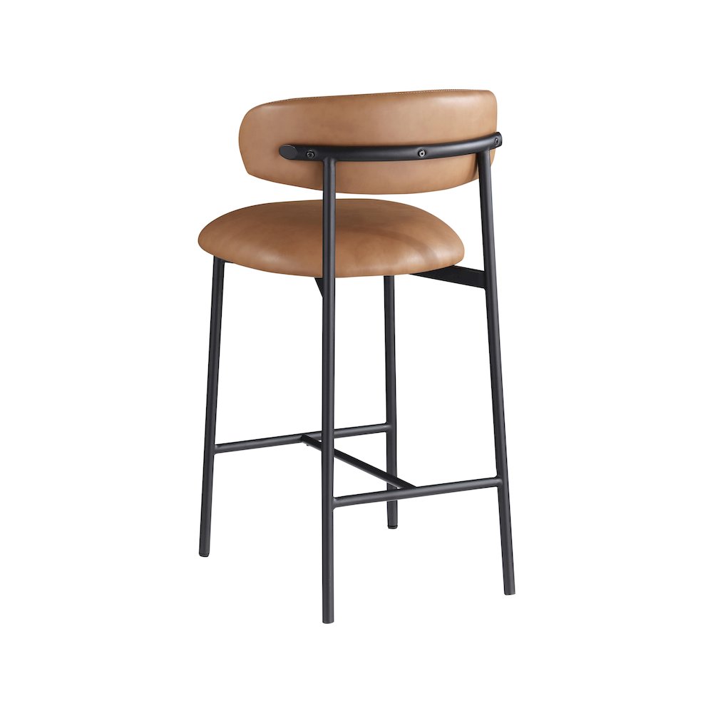 Lupita Cognac Vegan Leather Counter Stool, Set of 2