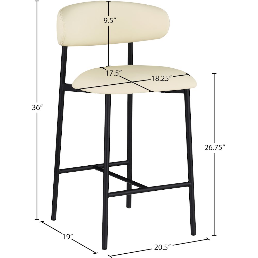 Lupita Cream Vegan Leather Counter Stool, Set of 2
