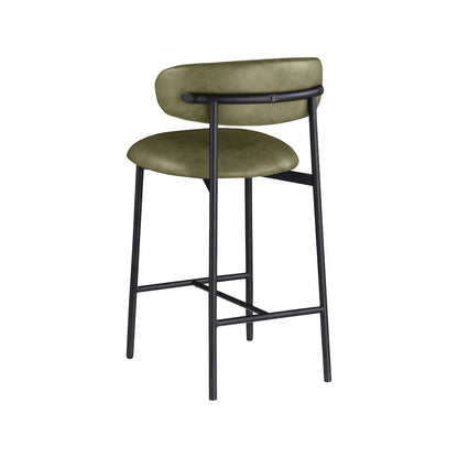 Lupita Olive Vegan Leather Counter Stool, Set of 2