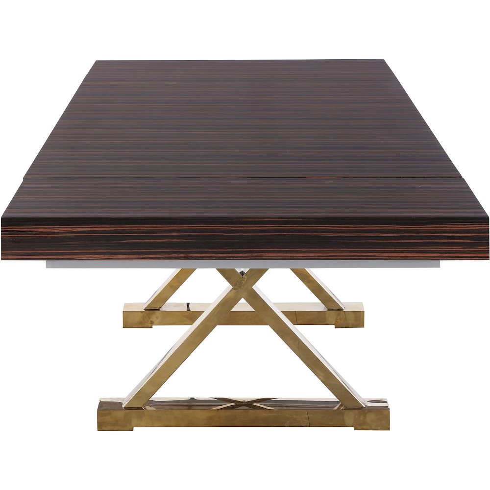 Excel Brown Zebra Wood Veneer Lacquer Extendable Dining Table