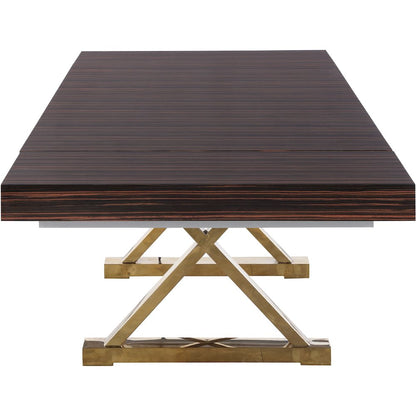 Excel Brown Zebra Wood Veneer Lacquer Extendable Dining Table
