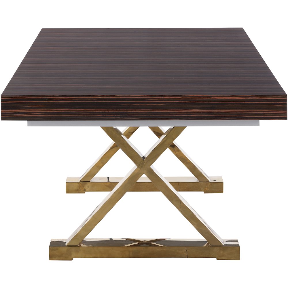 Excel Brown Zebra Wood Veneer Lacquer Extendable Dining Table