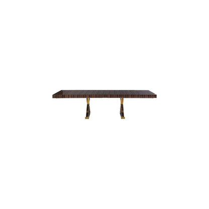 Excel Brown Zebra Wood Veneer Lacquer Extendable Dining Table