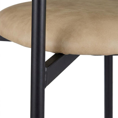 Modern Counter Height Bar Stools with Back, Set of 2, Tan Vegan Leather