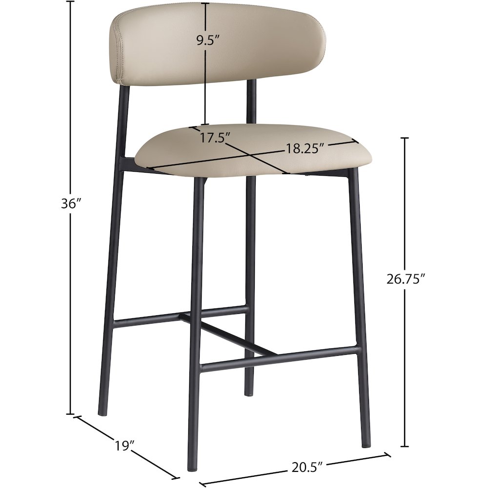 Lupita Taupe Vegan Leather Counter Stool, Set of 2