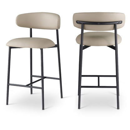 Lupita Taupe Vegan Leather Counter Stool, Set of 2