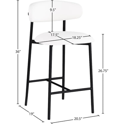 Lupita Off-White Vegan Leather Upholstered Counter Stool, Set of 2