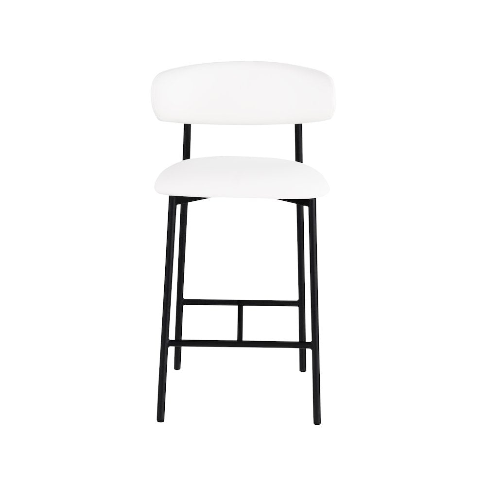 Lupita Off-White Vegan Leather Upholstered Counter Stool, Set of 2