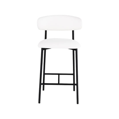 Lupita Off-White Vegan Leather Upholstered Counter Stool, Set of 2