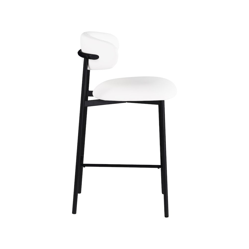 Lupita Off-White Vegan Leather Upholstered Counter Stool, Set of 2
