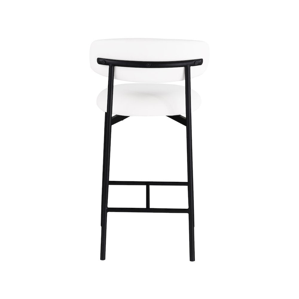 Lupita Off-White Vegan Leather Upholstered Counter Stool, Set of 2