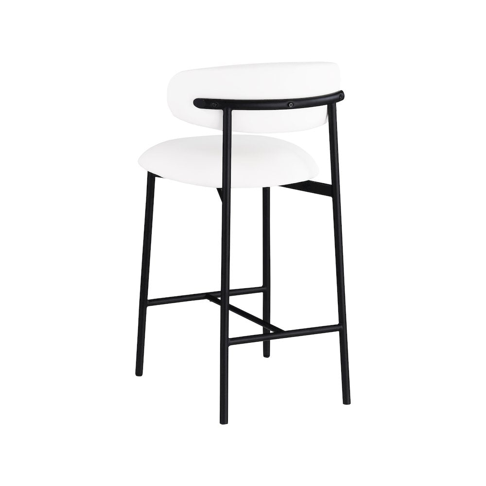 Lupita Off-White Vegan Leather Upholstered Counter Stool, Set of 2