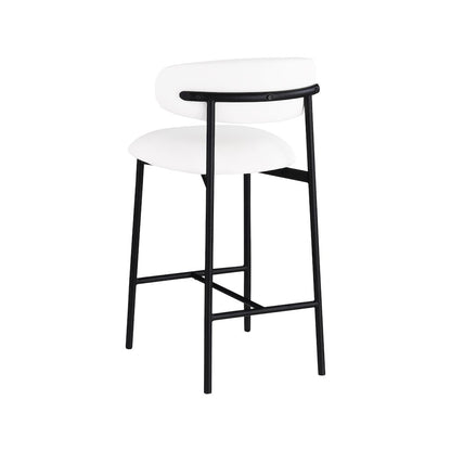 Lupita Off-White Vegan Leather Upholstered Counter Stool, Set of 2