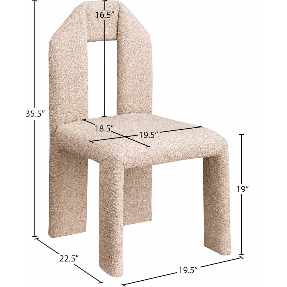 Bennett Beige Boucle Fabric Dining Chair, Set of 2